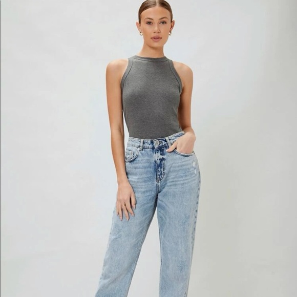 Grey Ribbed Tank Top Sz S New - Picture 3 of 15